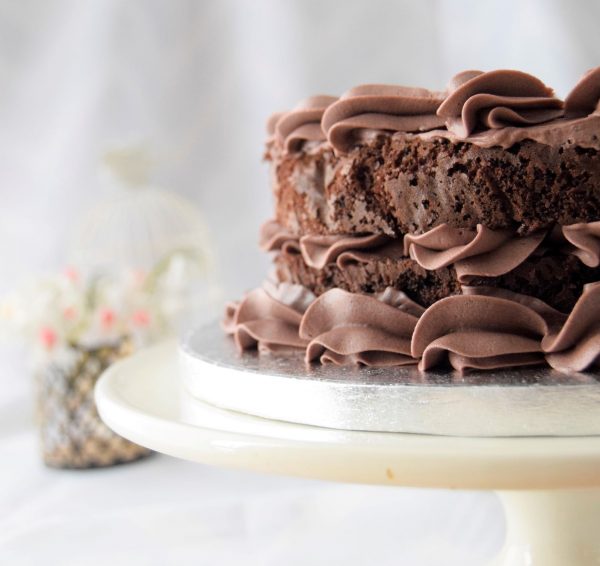 Yummy Chocolate cake on a cake stand