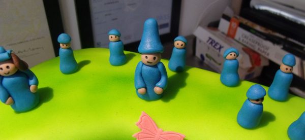 Kids character blue family cake toppers